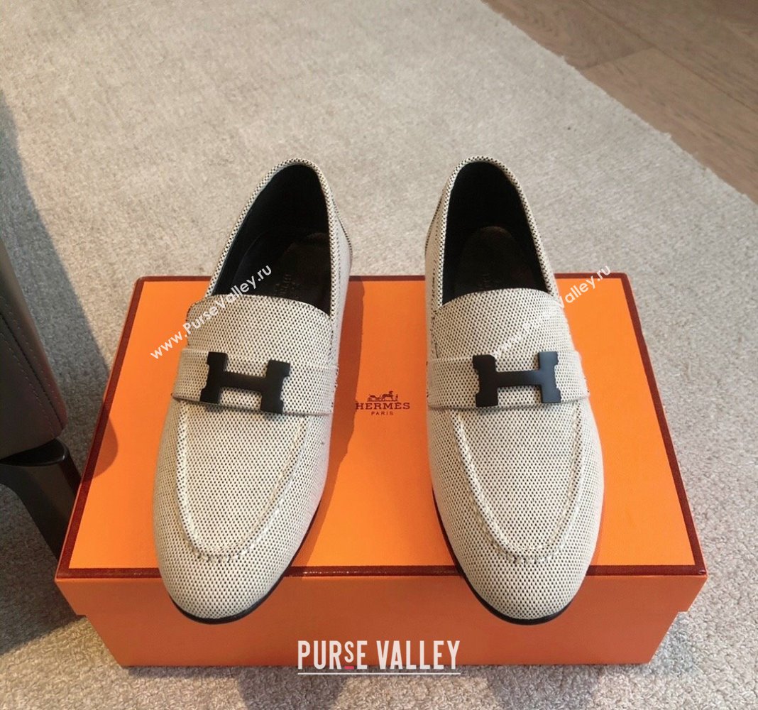 Hermes Paris Canvas Loafers Beige 2024 0425 (XC-240425214)