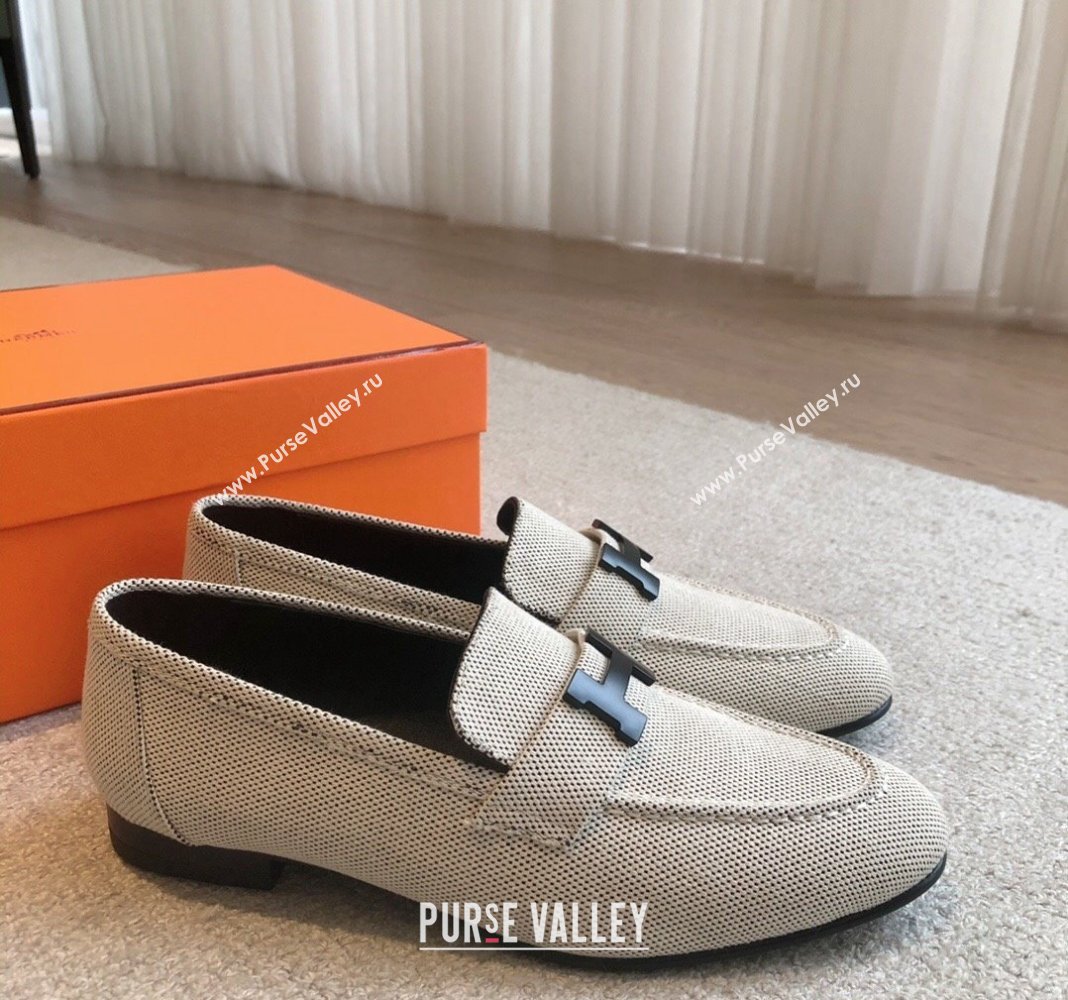 Hermes Paris Canvas Loafers Beige 2024 0425 (XC-240425214)