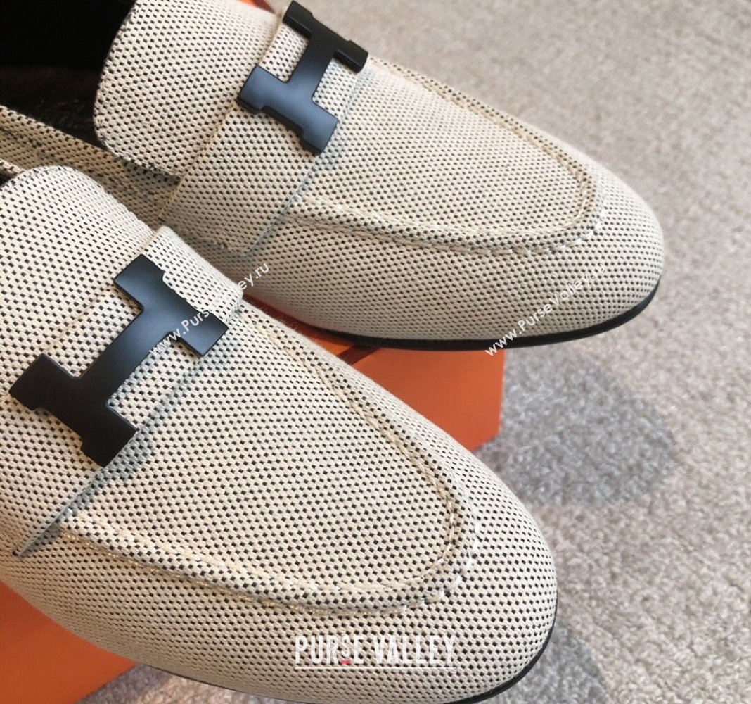 Hermes Paris Canvas Loafers Beige 2024 0425 (XC-240425214)