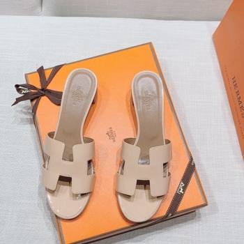 Hermes Oasis Heel Slide Sandals in Patent Calfskin Nude 2024 0426 (MD-240426008)