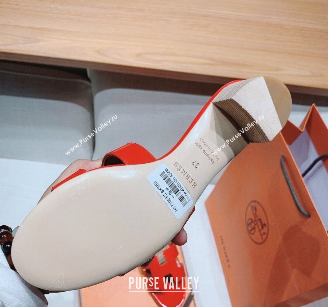 Hermes Oasis Heel Slide Sandals in Patent Calfskin Red 2024 0426 (MD-240426009)