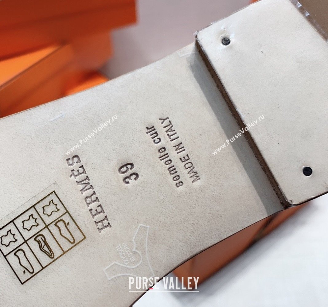 Hermes Oran Flat Slide Sandals in Patchwork Calfskin White/Silver 2024 0426 (MD-240426019)