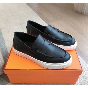 Hermes Ike Calfskin Slip-on Sneakers with H cut-out Black 2024 0425 (XC-240425103)