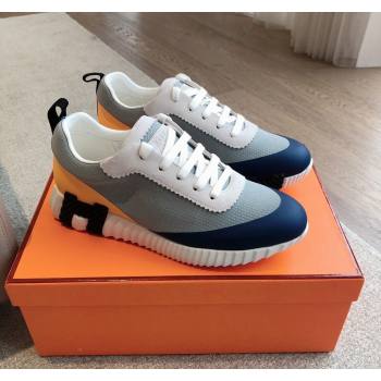 Hermes Bouncing Sneakers in Satin Knit and Suede Dark Blue 2024 (XC-240425118)