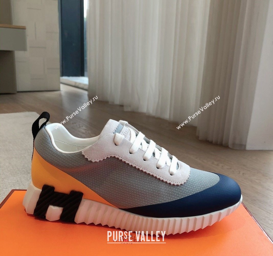 Hermes Bouncing Sneakers in Satin Knit and Suede Dark Blue 2024 (XC-240425118)