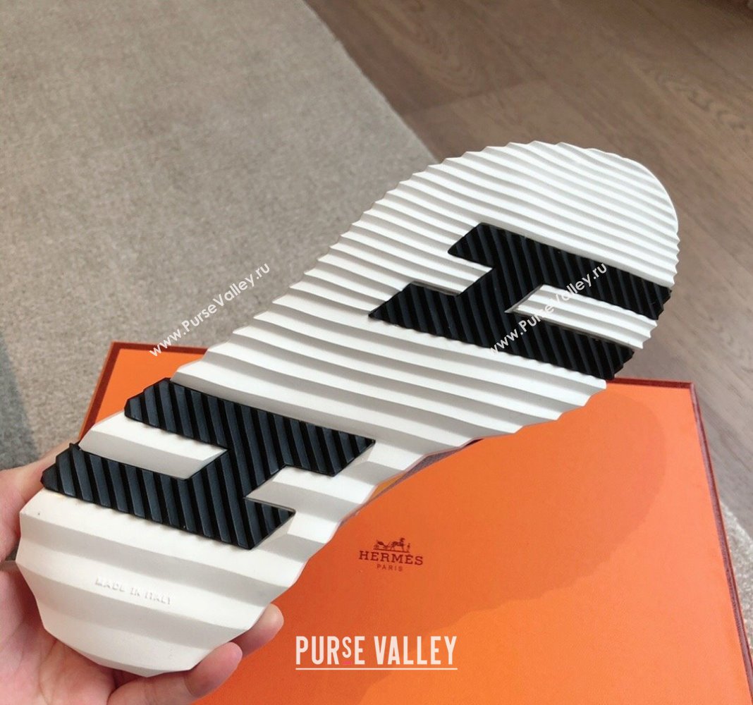 Hermes Bouncing Sneakers in Satin Knit and Suede Dark Blue 2024 (XC-240425118)