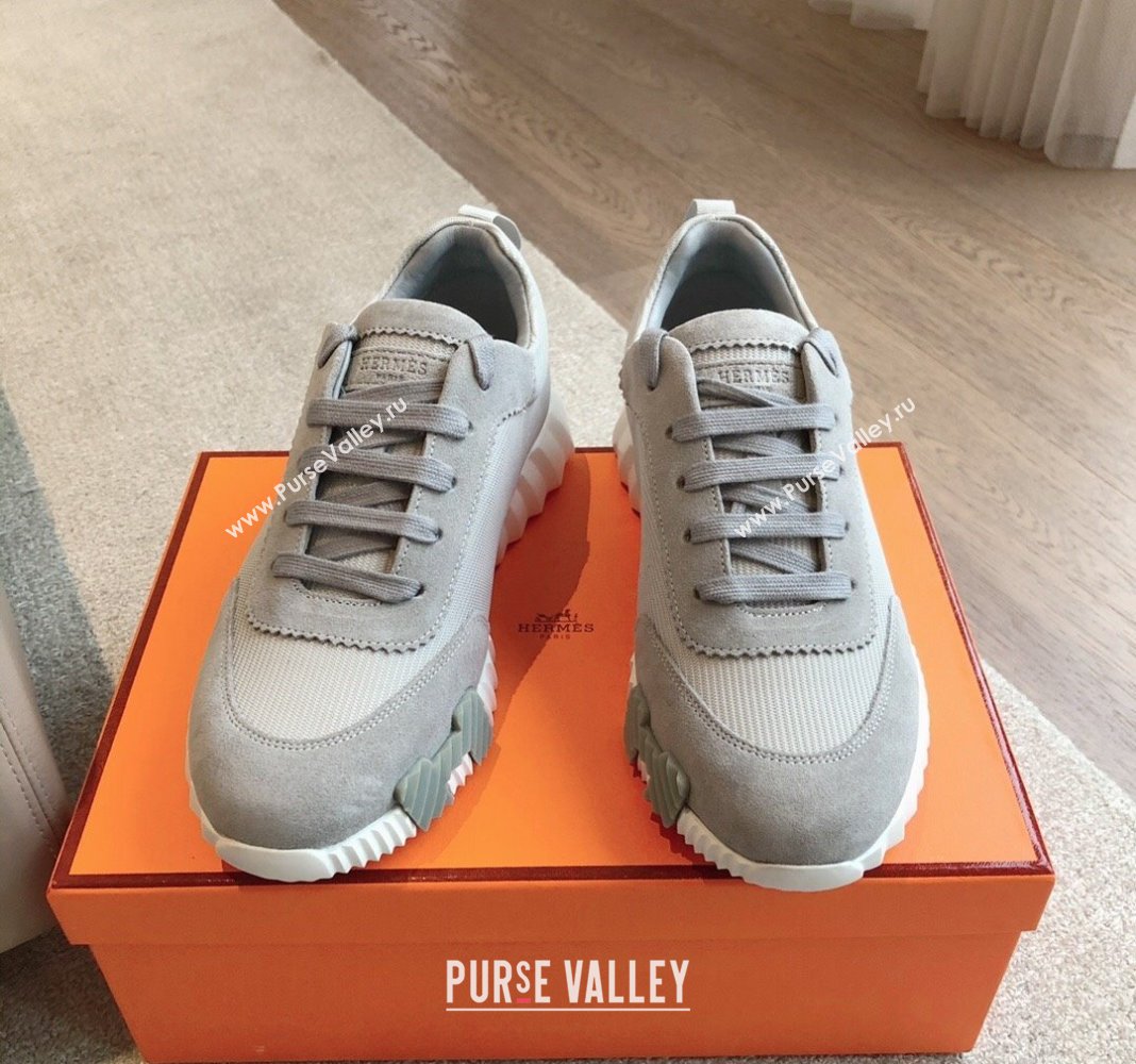 Hermes Bouncing Sneakers in Technical Mesh and Suede Grey/Blue 2024 (XC-240425123)