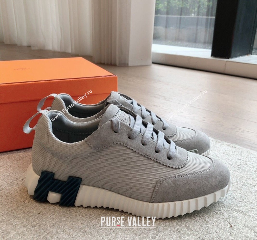 Hermes Bouncing Sneakers in Technical Mesh and Suede Grey/Blue 2024 (XC-240425123)