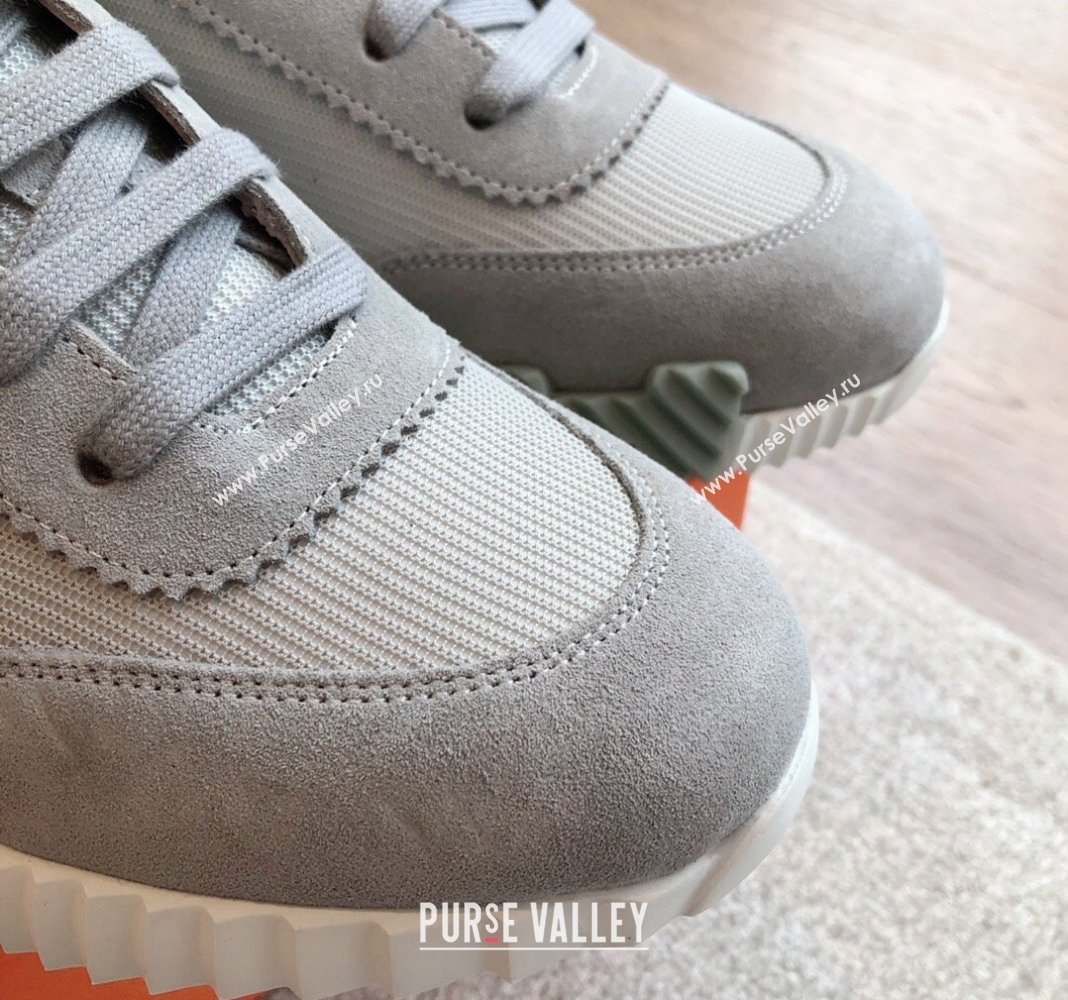 Hermes Bouncing Sneakers in Technical Mesh and Suede Grey/Blue 2024 (XC-240425123)
