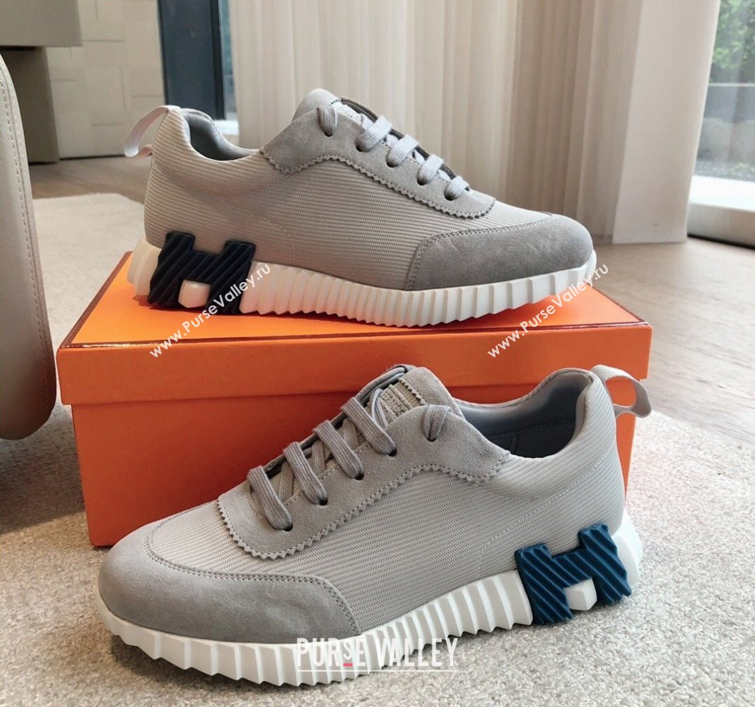 Hermes Bouncing Sneakers in Technical Mesh and Suede Grey/Blue 2024 (XC-240425123)