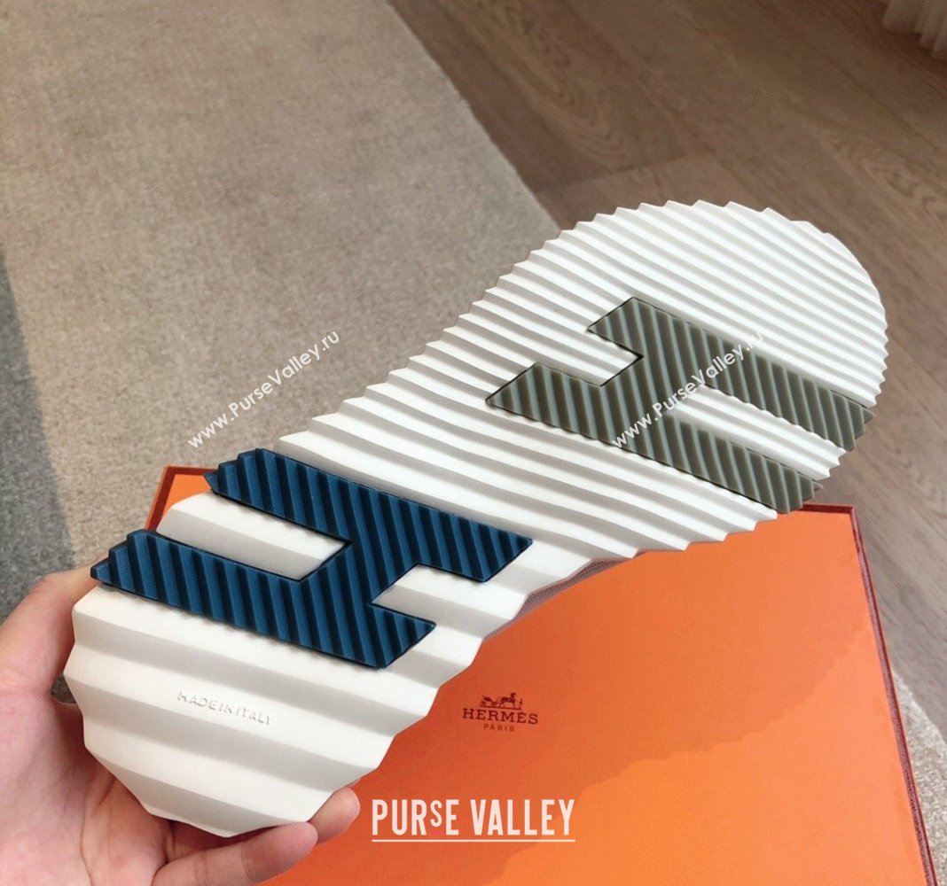 Hermes Bouncing Sneakers in Technical Mesh and Suede Grey/Blue 2024 (XC-240425123)