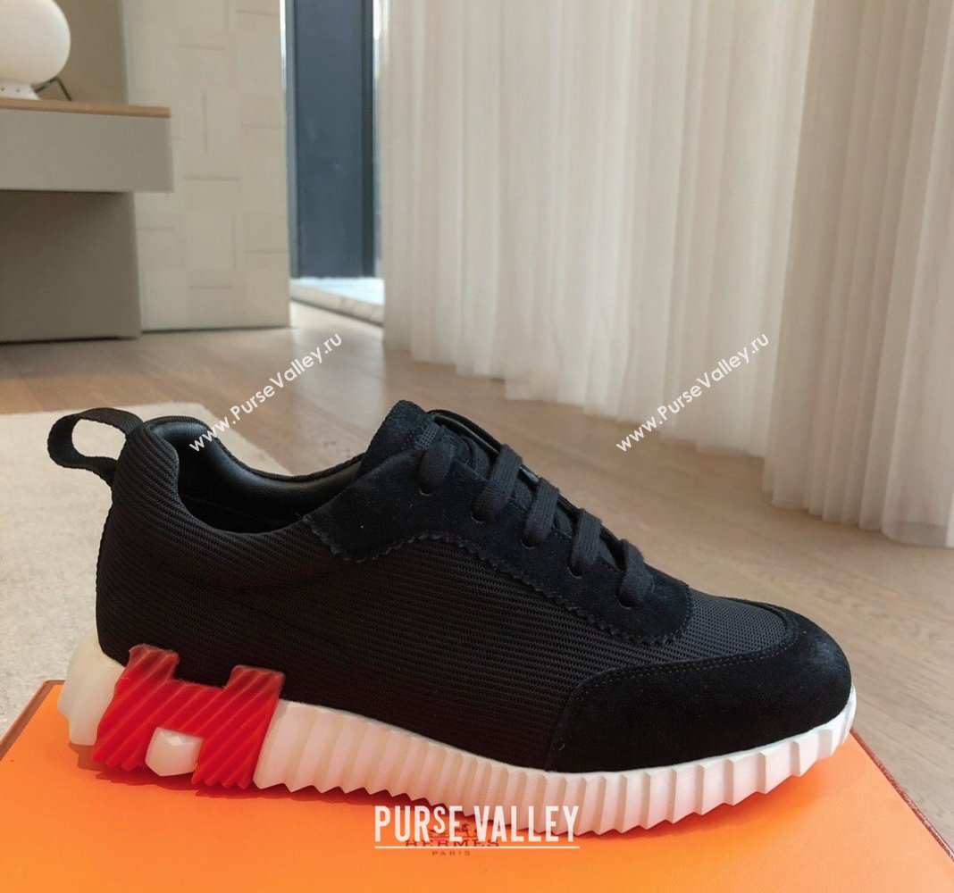 Hermes Bouncing Sneakers in Technical Mesh and Suede Black/Red 2024 (XC-240425124)