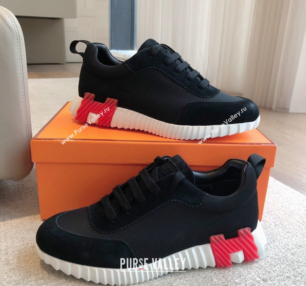 Hermes Bouncing Sneakers in Technical Mesh and Suede Black/Red 2024 (XC-240425124)