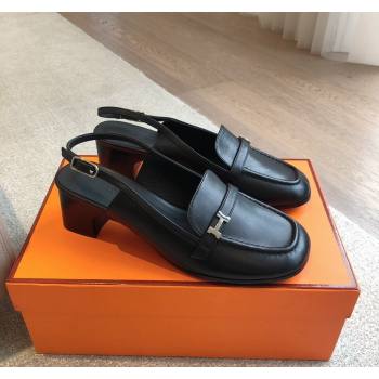 Hermes Infinie Slingback Pumps 5cm in Lambskin Black 2024 (XC-240425131)