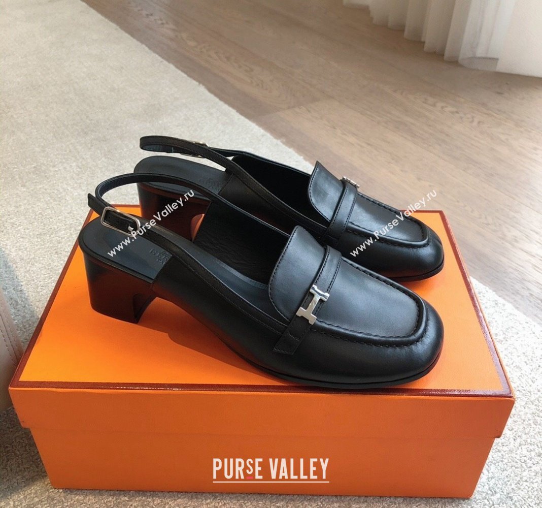 Hermes Infinie Slingback Pumps 5cm in Lambskin Black 2024 (XC-240425131)