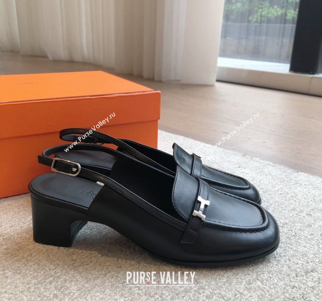 Hermes Infinie Slingback Pumps 5cm in Lambskin Black 2024 (XC-240425131)