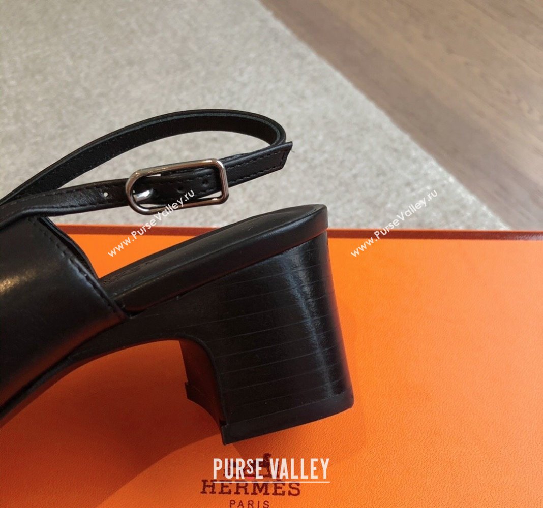 Hermes Infinie Slingback Pumps 5cm in Lambskin Black 2024 (XC-240425131)