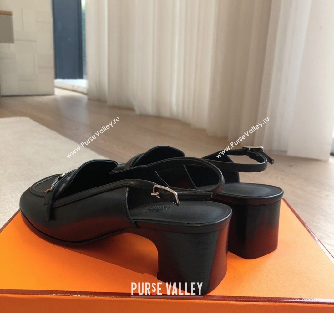 Hermes Infinie Slingback Pumps 5cm in Lambskin Black 2024 (XC-240425131)