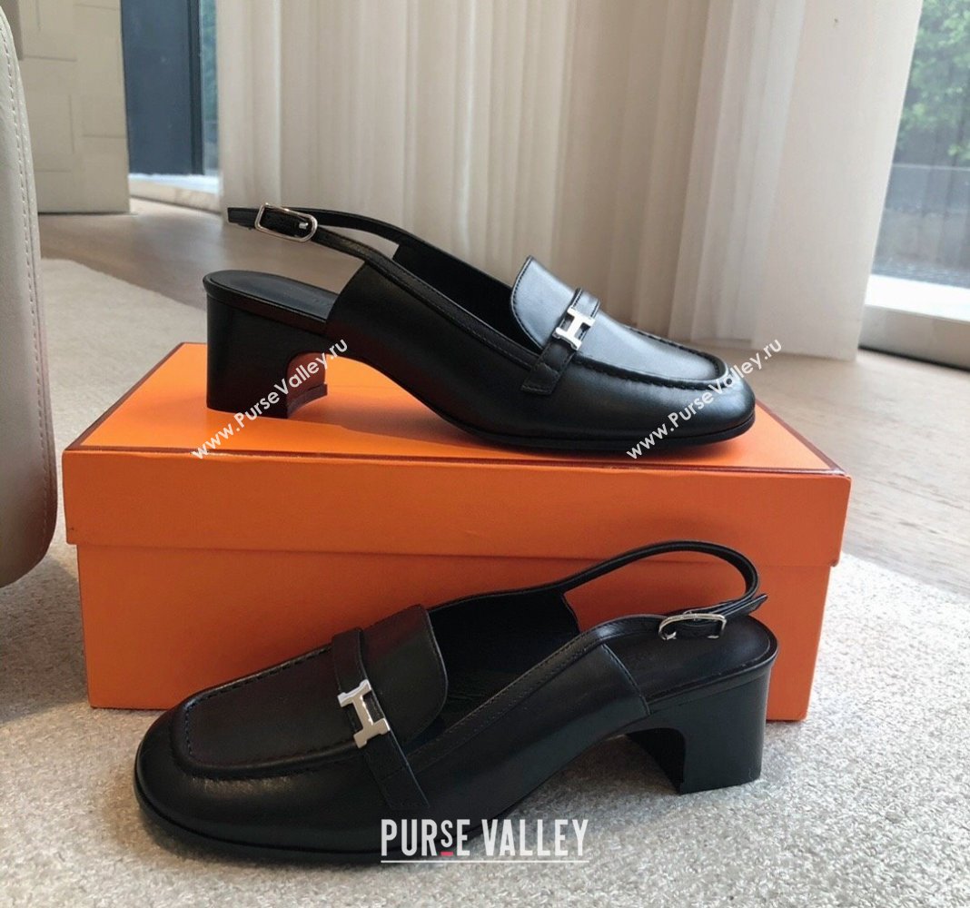 Hermes Infinie Slingback Pumps 5cm in Lambskin Black 2024 (XC-240425131)