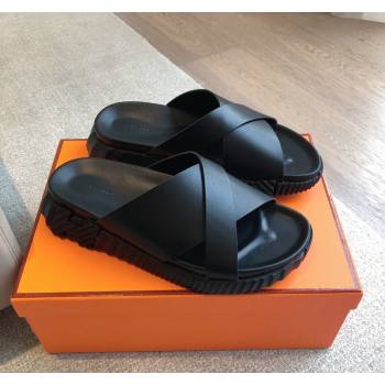 Hermes Infra Slide Sandals in Nappa Leather All Black 2024 (XC-240425145)