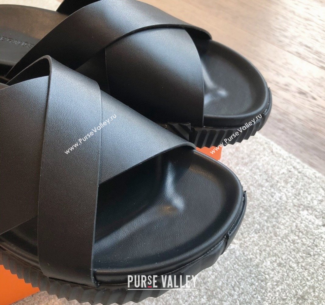 Hermes Infra Slide Sandals in Nappa Leather All Black 2024 (XC-240425145)