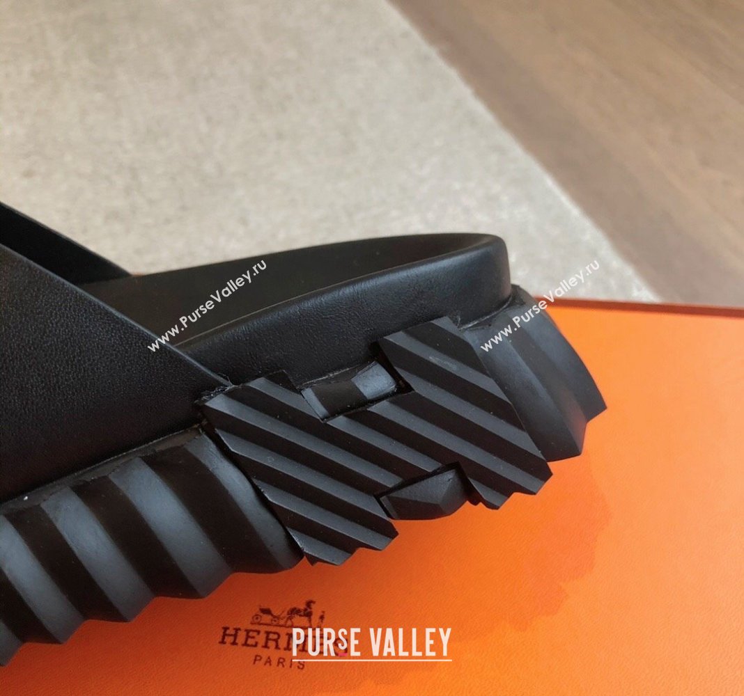Hermes Infra Slide Sandals in Nappa Leather All Black 2024 (XC-240425145)