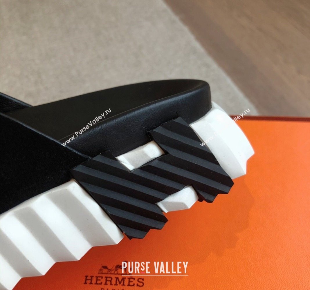 Hermes Infra Slide Sandals in Suede Black 2024 (XC-240425146)