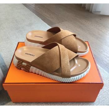 Hermes Infra Slide Sandals in Suede Brown 2024 (XC-240425147)
