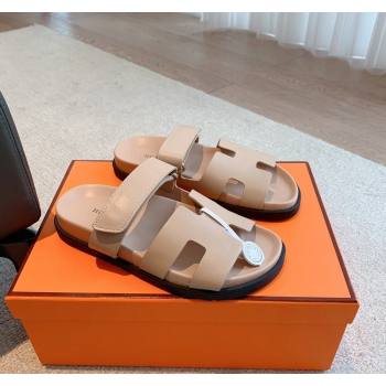 Hermes Chypre Flat Sandals in Smooth Calfskin Nude 2024 0425 (XC-240425173)