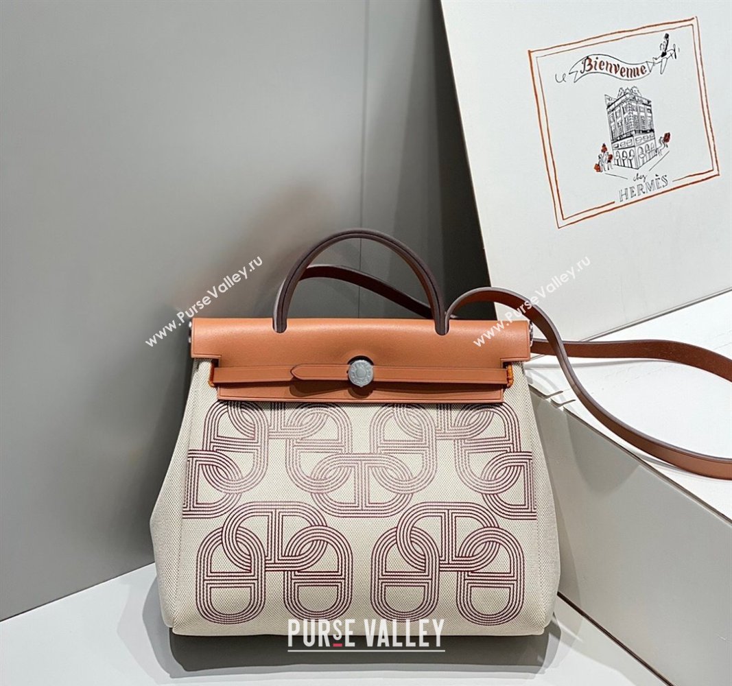 Hermes Herbag Zip Bag PM 31cm in Printed Canvas with Circuit 24 motif Brown 2024 (FL-240521059)