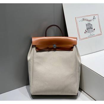 Hermes Herbag A Dos Zip Backpack Bag 29cm in Canvas Brown/Apricot 2024 0521 (FL-240521065)