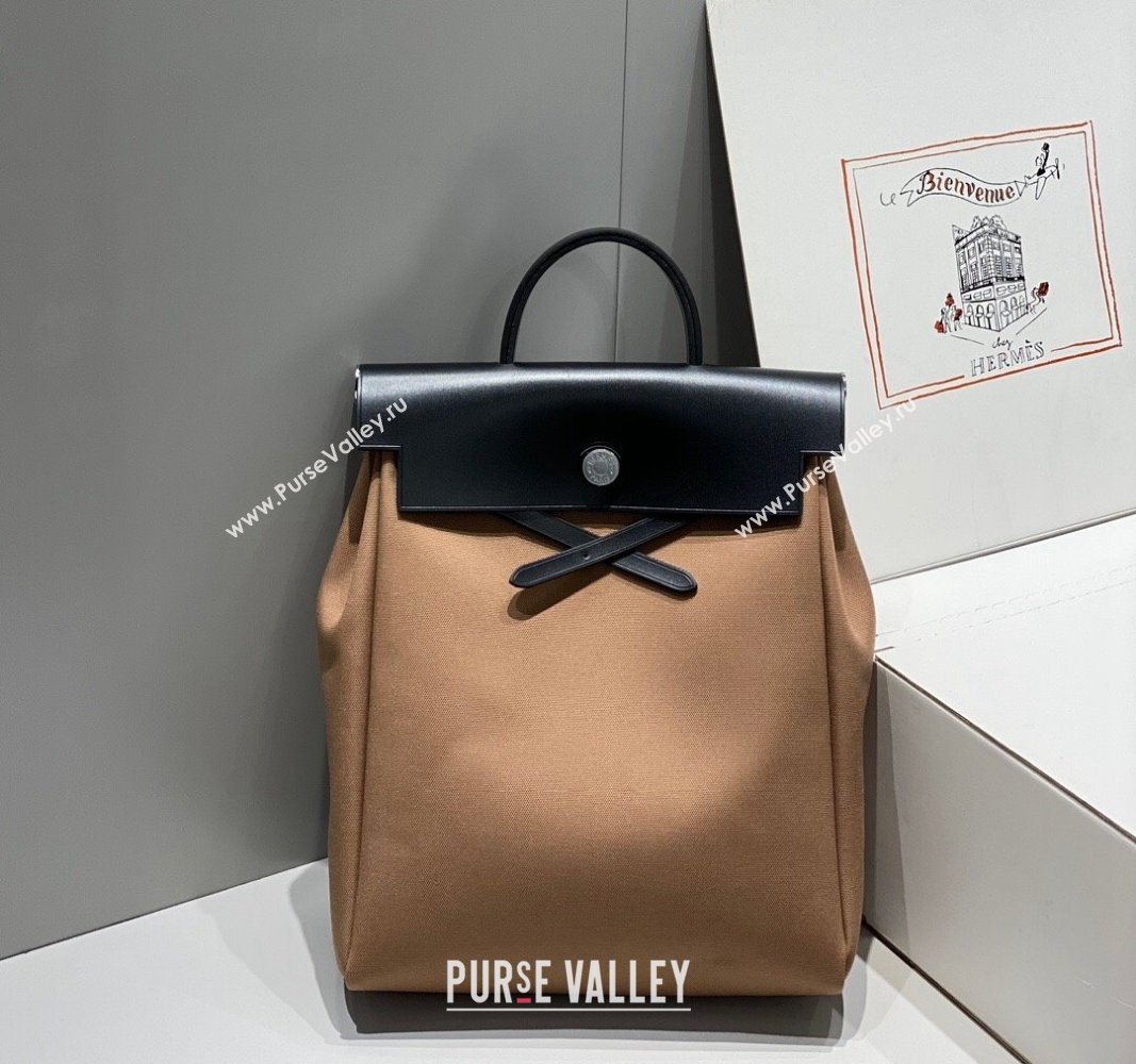 Hermes Herbag A Dos Zip Backpack Bag 29cm in Canvas Elephant Grey 2024 0521 (FL-240521066)