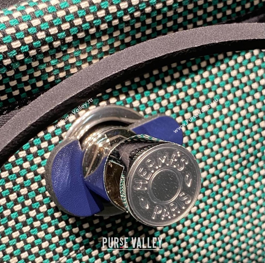 Hermes Herbag Zip Bag PM 31cm in Check Canvas Green 2024 0521 (FL-240521052)