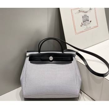 Hermes Herbag Zip Bag PM 31cm in Check Canvas Black/White 2024 0521 (FL-240521053)