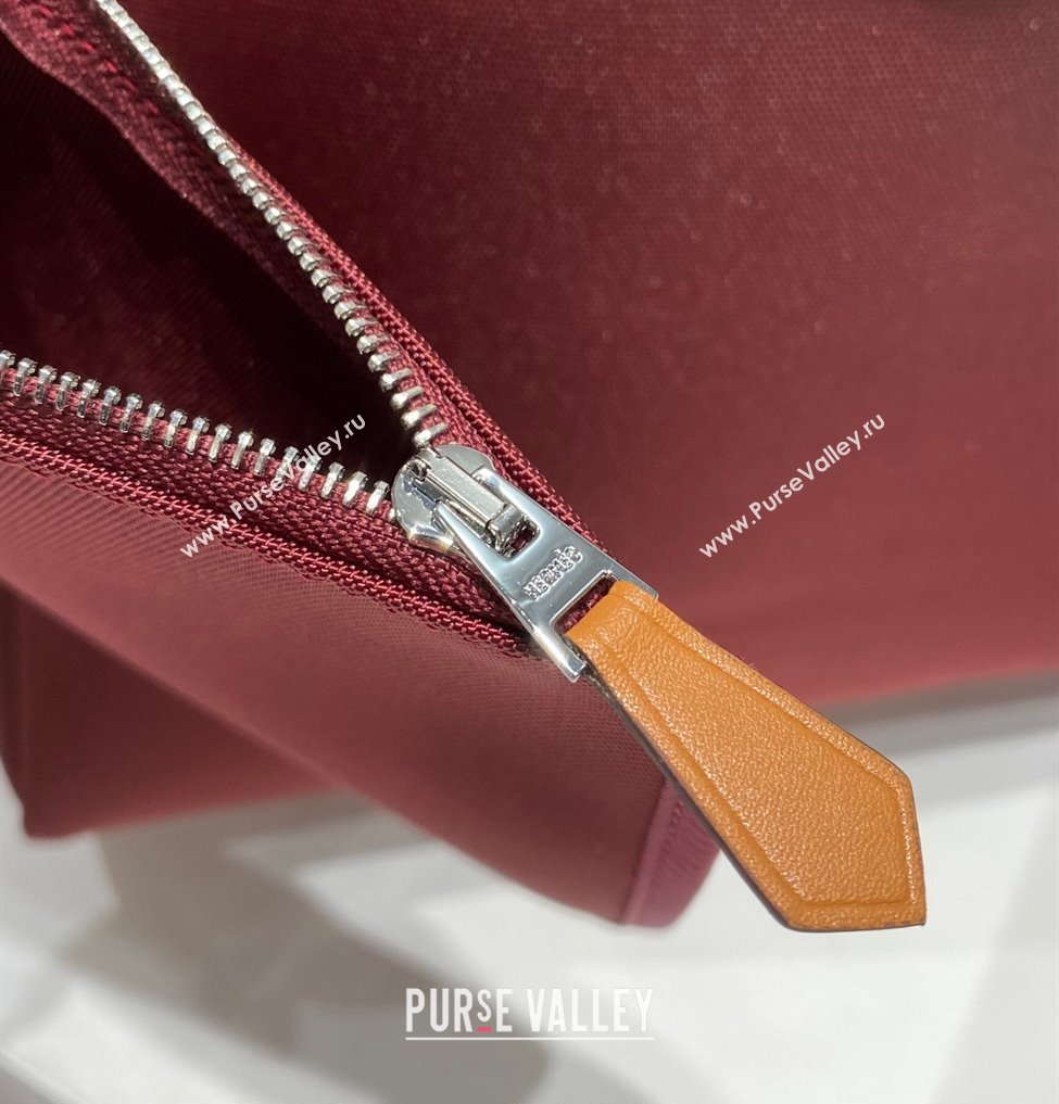 Hermes Herbag Zip Bag PM 31cm in Canvas Bordeaux Red 2024 0521 (FL-240521054)