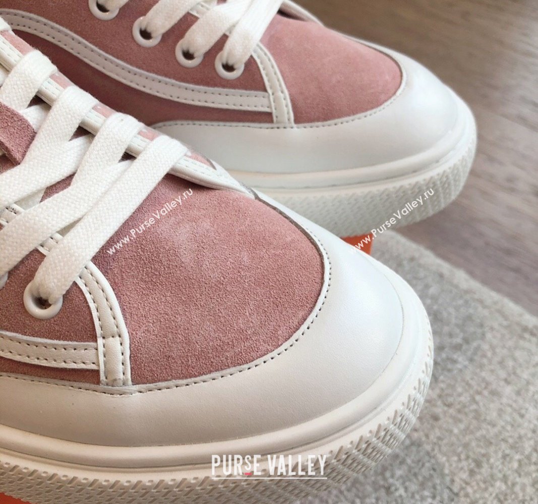 Hermes Get Low-top Sneakers in Pink Suede with "Hermes Paris" 2024 (XC-240606009)