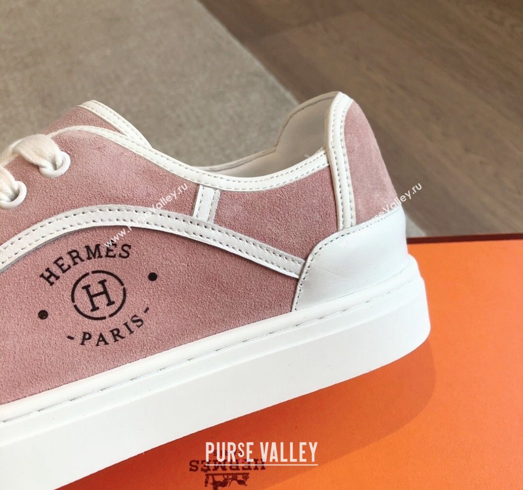 Hermes Get Low-top Sneakers in Pink Suede with "Hermes Paris" 2024 (XC-240606009)