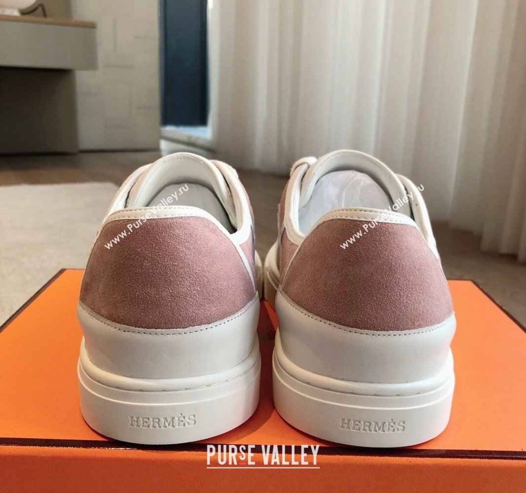 Hermes Get Low-top Sneakers in Pink Suede with "Hermes Paris" 2024 (XC-240606009)