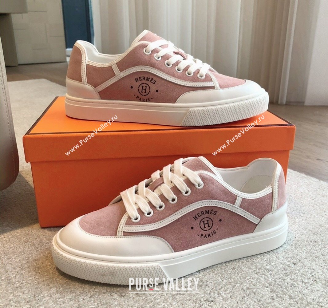 Hermes Get Low-top Sneakers in Pink Suede with "Hermes Paris" 2024 (XC-240606009)