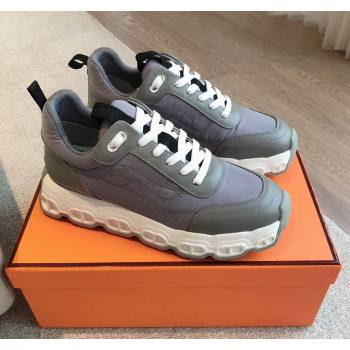 Hermes Impulse Sneakers in Parachute Fabric and Calfskin Grey 2024 0606 (XC-240606012)