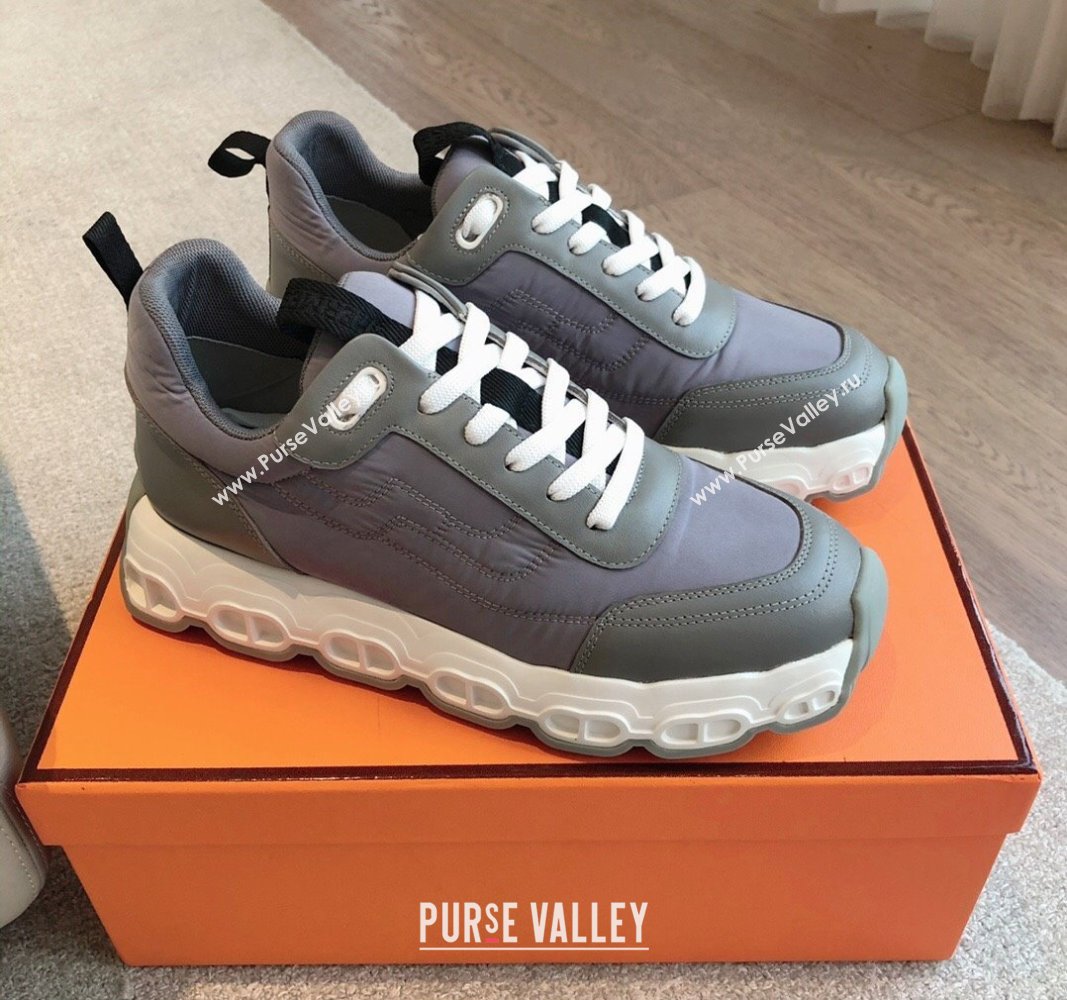 Hermes Impulse Sneakers in Parachute Fabric and Calfskin Grey 2024 0606 (XC-240606012)
