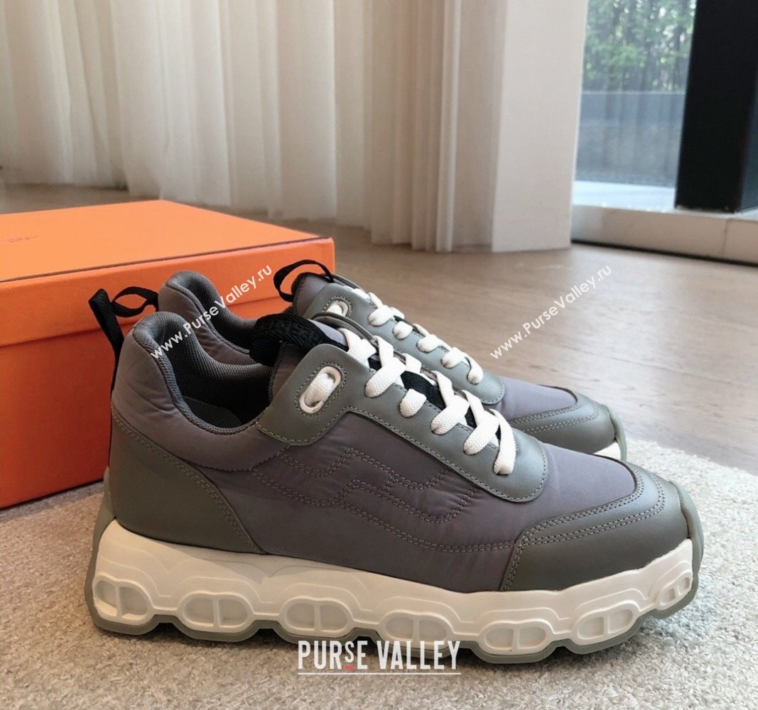 Hermes Impulse Sneakers in Parachute Fabric and Calfskin Grey 2024 0606 (XC-240606012)