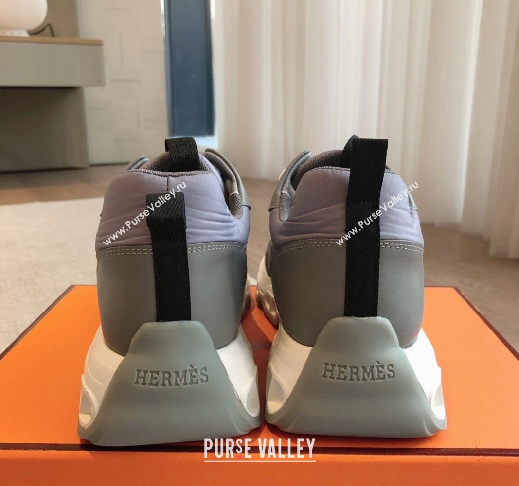 Hermes Impulse Sneakers in Parachute Fabric and Calfskin Grey 2024 0606 (XC-240606012)