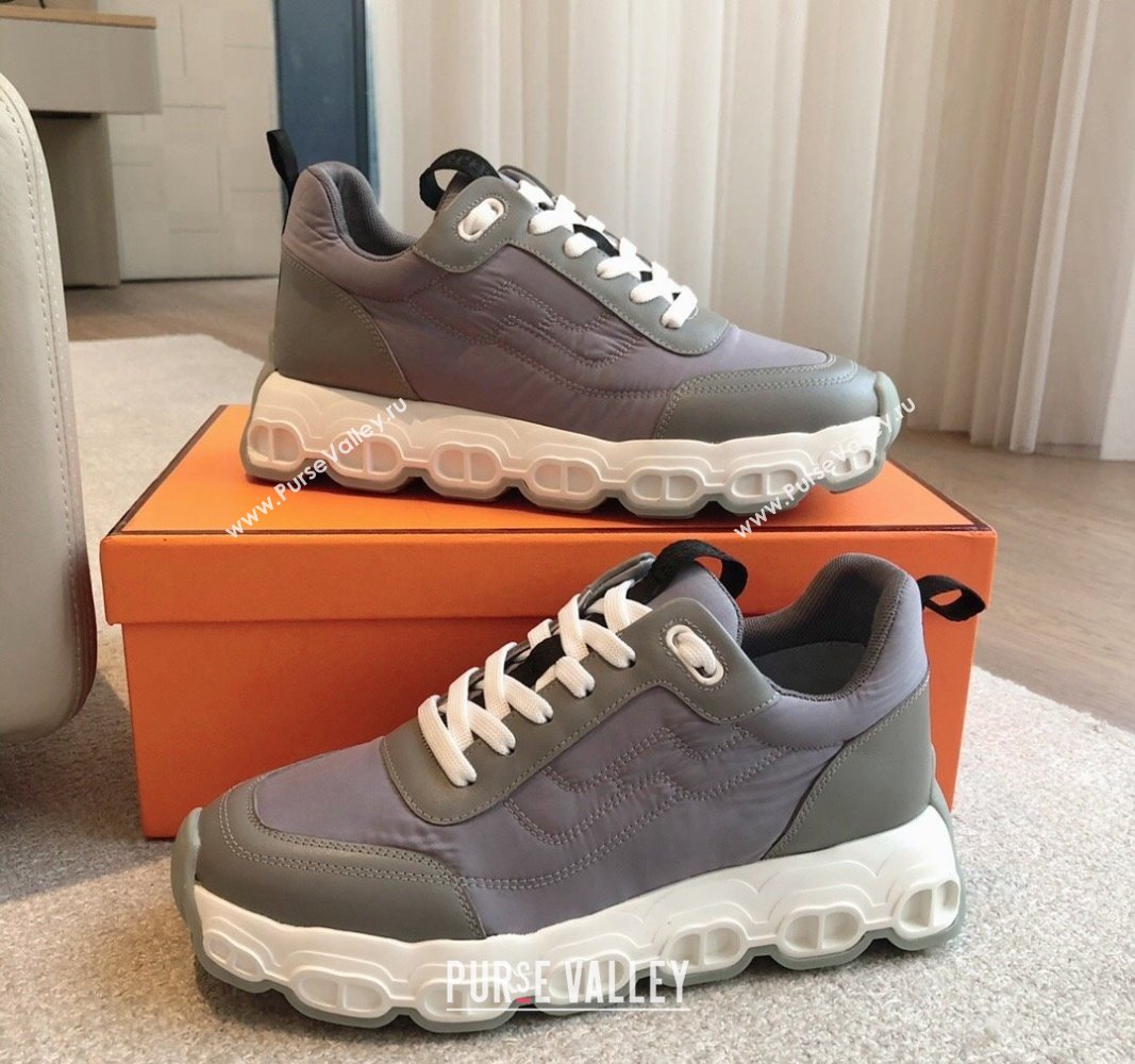 Hermes Impulse Sneakers in Parachute Fabric and Calfskin Grey 2024 0606 (XC-240606012)