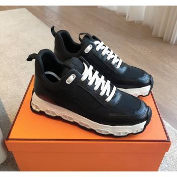 Hermes Impulse Sneakers in Parachute Fabric and Calfskin Black2 2024 0606 (XC-240606014)