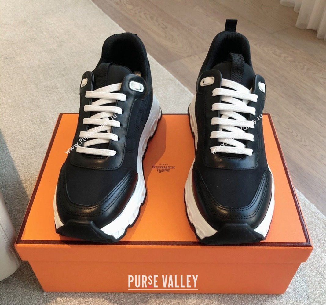 Hermes Impulse Sneakers in Parachute Fabric and Calfskin Black2 2024 0606 (XC-240606014)