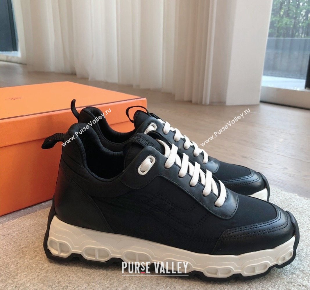 Hermes Impulse Sneakers in Parachute Fabric and Calfskin Black2 2024 0606 (XC-240606014)