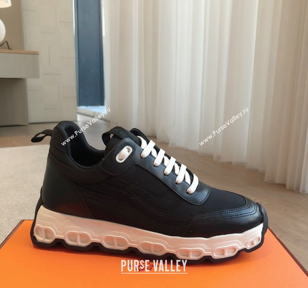 Hermes Impulse Sneakers in Parachute Fabric and Calfskin Black2 2024 0606 (XC-240606014)