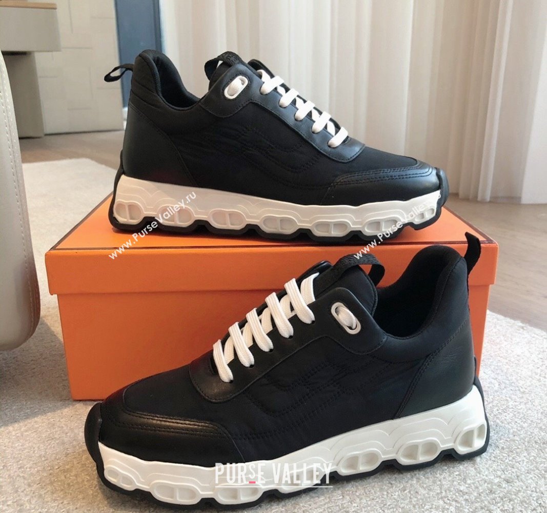 Hermes Impulse Sneakers in Parachute Fabric and Calfskin Black2 2024 0606 (XC-240606014)