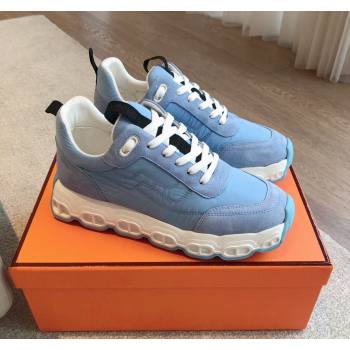 Hermes Impulse Sneakers in Parachute Fabric and Suede Blue 2024 0606 (XC-240606016)